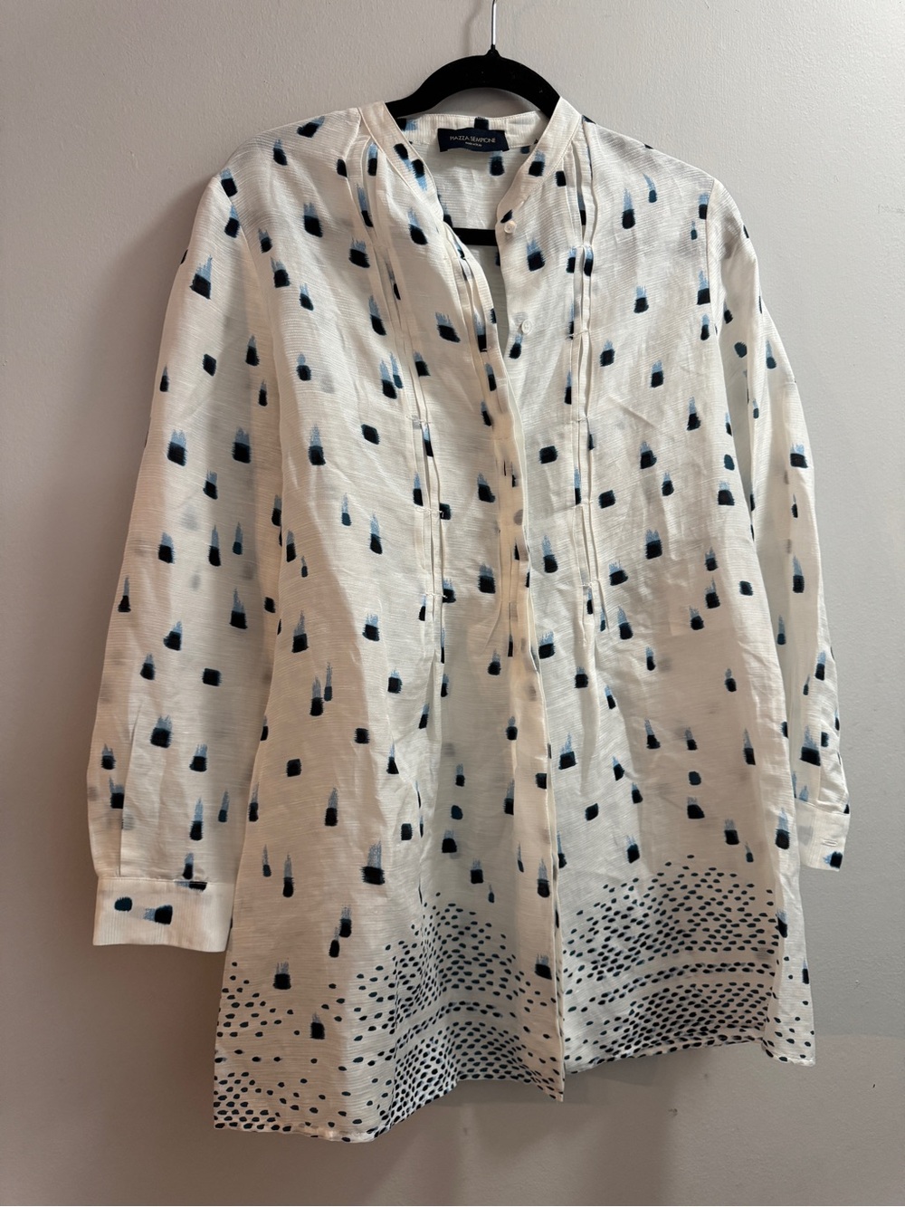 Piazza Sempione Cream Button Down Shirt with Blue Dot Print
